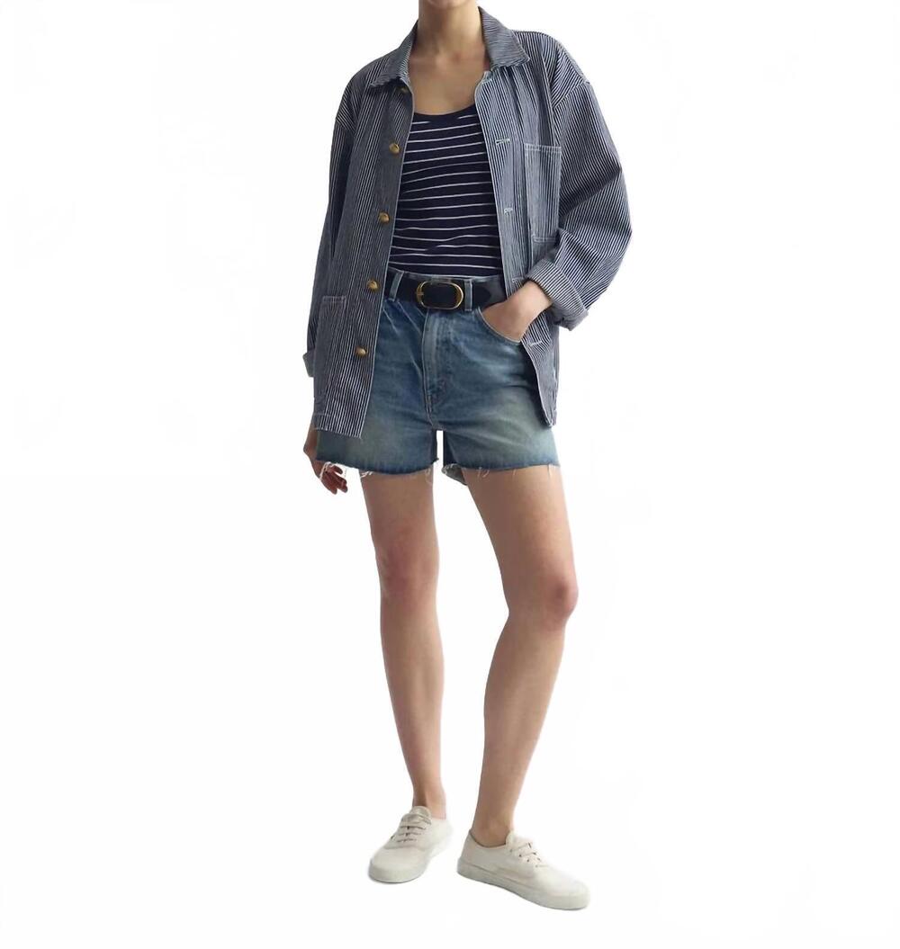 NEW NILI LOTAN franklin stripe jacket in indigo
